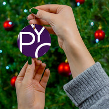 Load image into Gallery viewer, PYOMI Ceramic Ornament — Bold Purple Logo